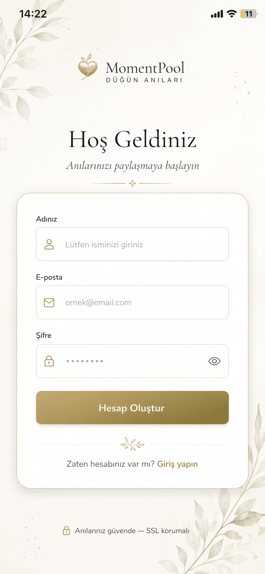 MomentPool ücretsiz kayıt ekranı
